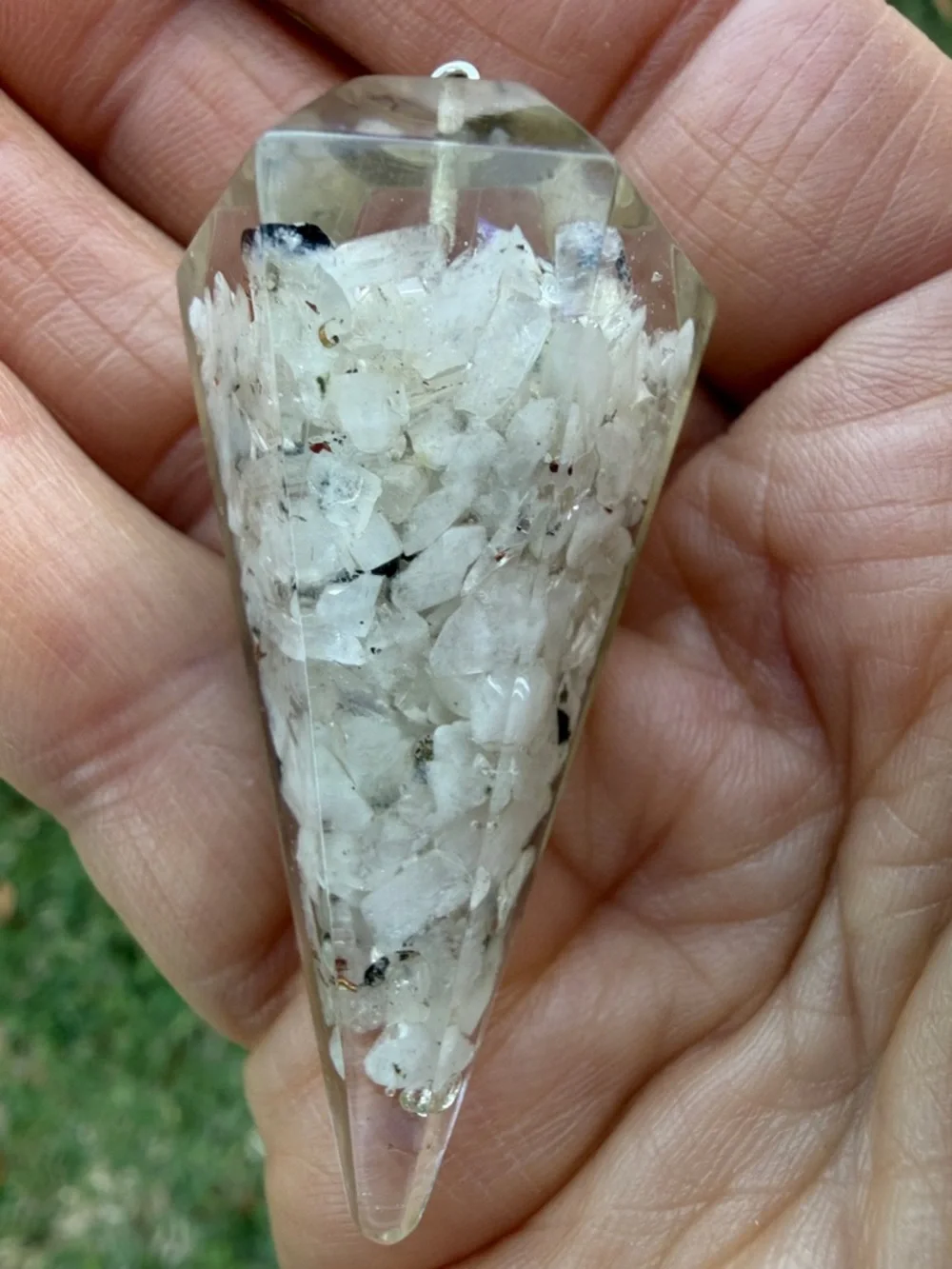 Reiki Infused Rainbow Moonstone Dowsing/Divination Pendulum with Chart & Guide - Picture 15 of 17